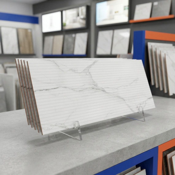 Марбл белый матовая рельефная ОП 02 30х90 см керамическая плитка Gracia ceramica Marble matt white 02 - 5шт 1.35м2