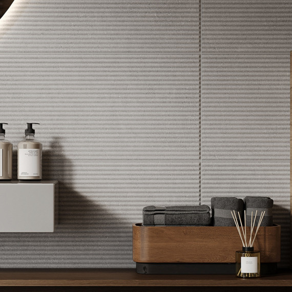 Стоункрит серая низ 02 керамическая плитка темная рельеф 30х60 см Gracia ceramica Stonecrete grey wall 02 - 8шт 1.44м2