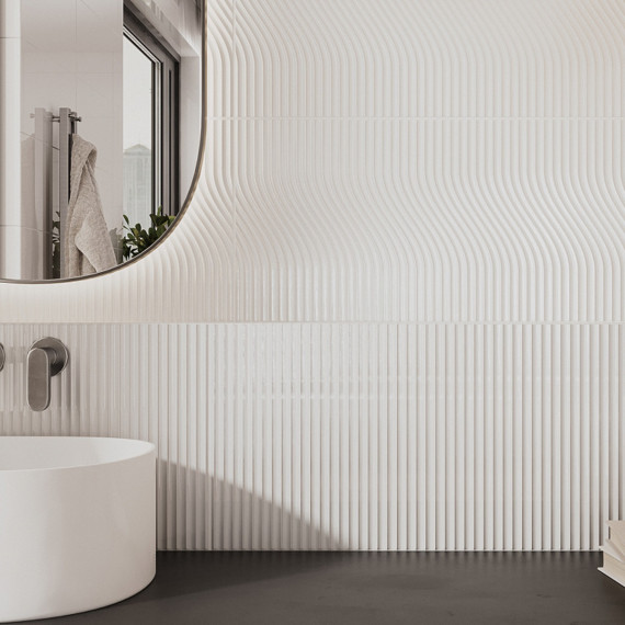 Моно белый низ 02 керамическая плитка глянцевая светлая 30х60 см Gracia ceramica Mono white wall 02 - 8шт 1.44м2