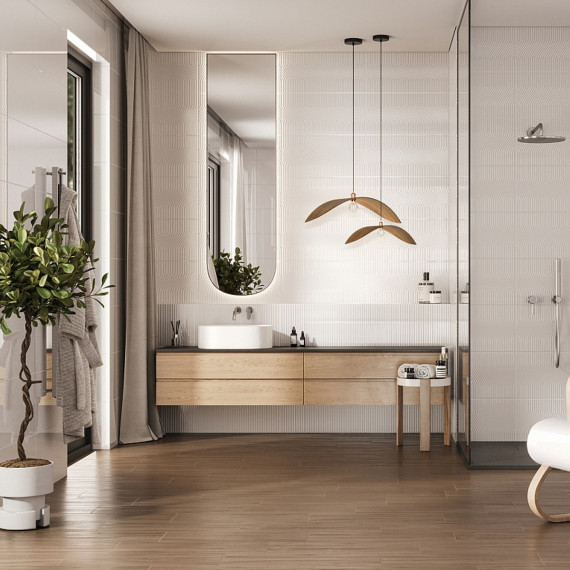Моно белый низ 02 керамическая плитка глянцевая светлая 30х60 см Gracia ceramica Mono white wall 02 - 8шт 1.44м2