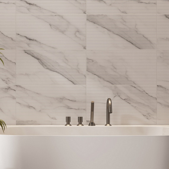 Каррара серая глянец низ 02 керамическая плитка с рисунком 30х60 см Gracia ceramica Carrara grey glossy wall 08 - 8шт 1.44м2