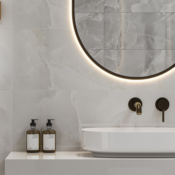 Оникс серая низ 03 керамическая плитка глянцевая рельефная 30х60 см Gracia ceramica Onice grey wall 03 - 8шт 1.44м2 2
